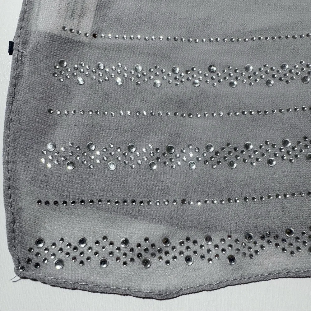 Ellen Tracy Sheer Gray Scarf/Wrap with Rhinestone Embellished Detail